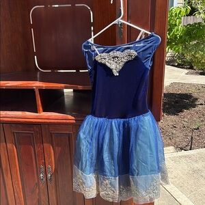 Weissman Sapphire Blue Dance Dress with Silver Details